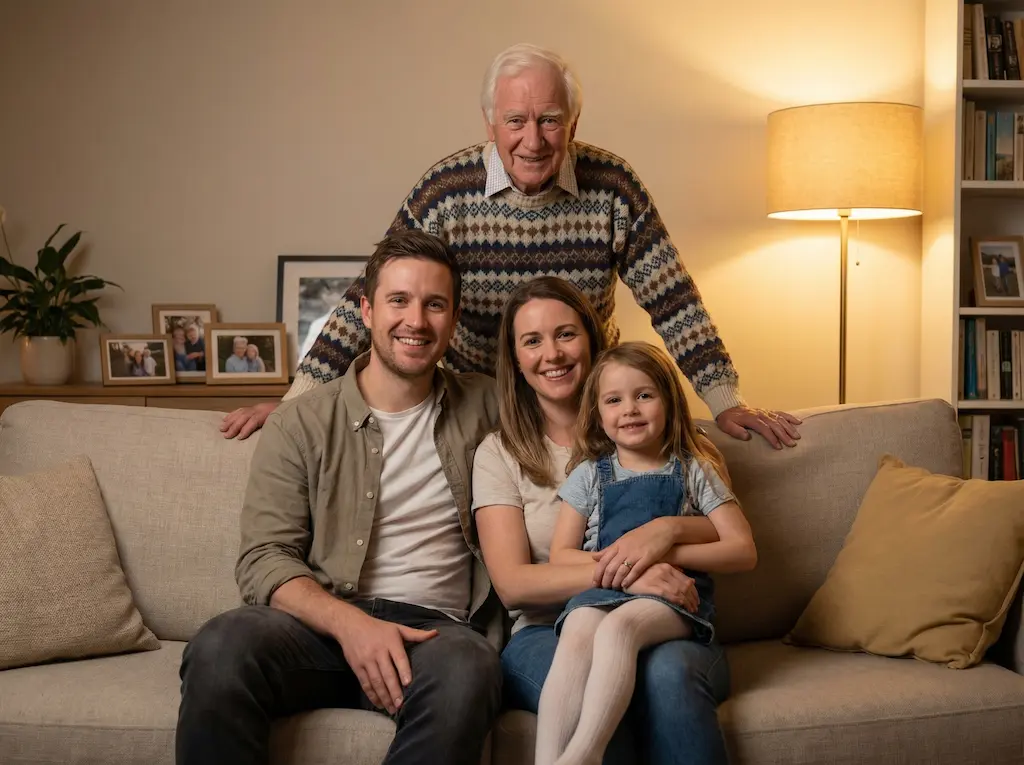 Add deceased loved one to photo - Memorial portrait with matched lighting and natural appearance