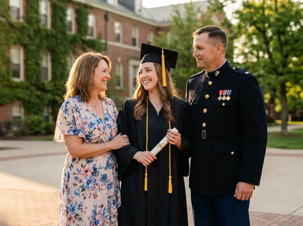 Add family member to graduation photo - Complete graduation portrait created with AI photo editing